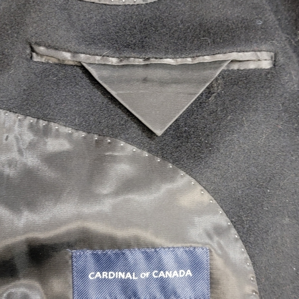 Cardinal Of Canada Black Wool And Cashmere Blend Mens 46R Topcoat - Picture 8 of 13